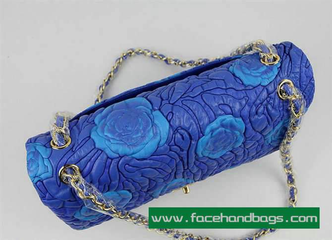 Chanel 2.55 Rose Handbag 50135 Gold Hardware-Blue